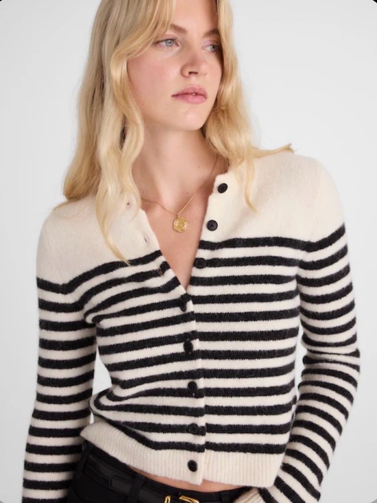 Madewell Sweaters - NWT Madewell Black and Cream Striped Button-Up Cardigan